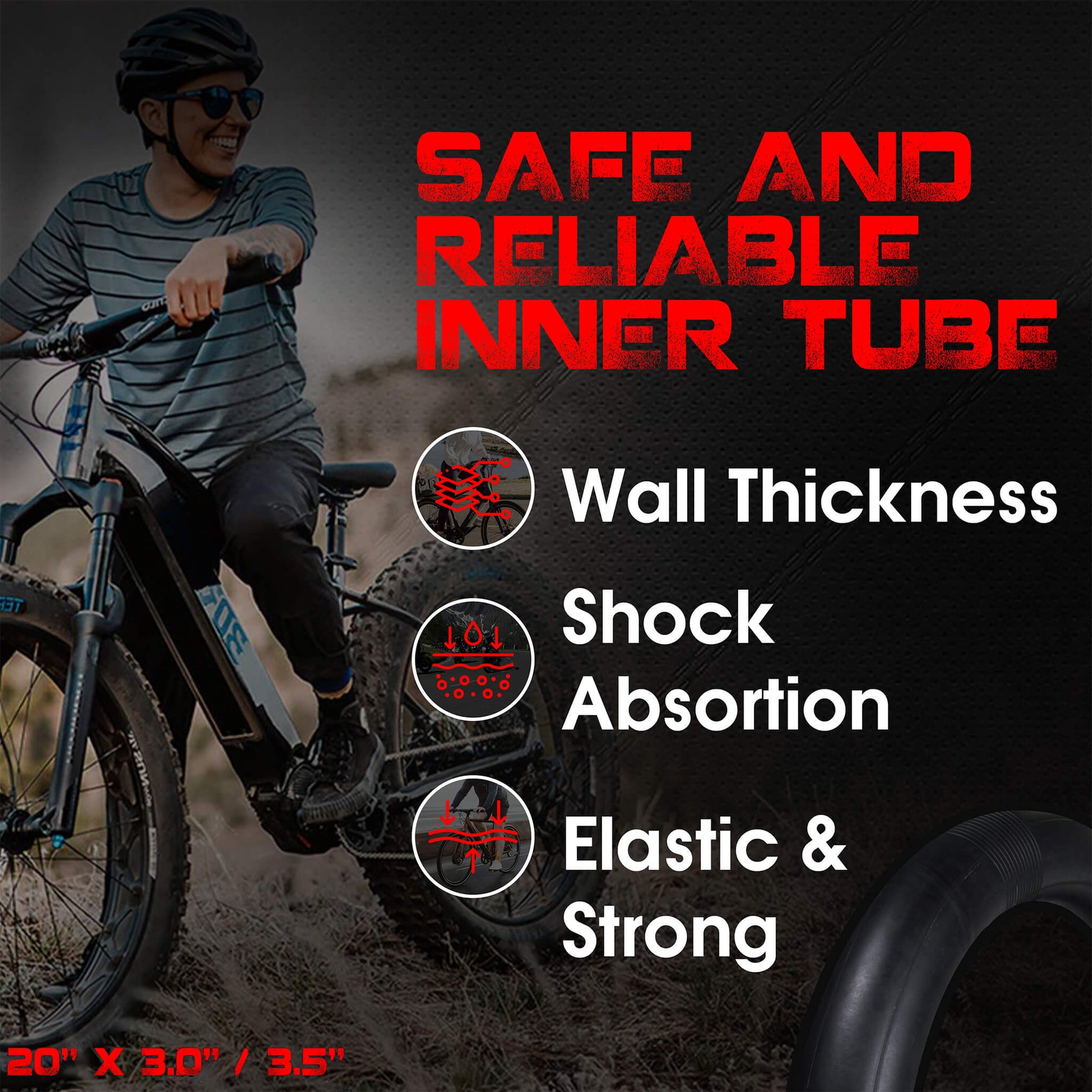 Premium DURATREAD 20x3/3.5 butyl rubber bike tube, puncture-resistant design with Schrader valve for reliable everyday riding