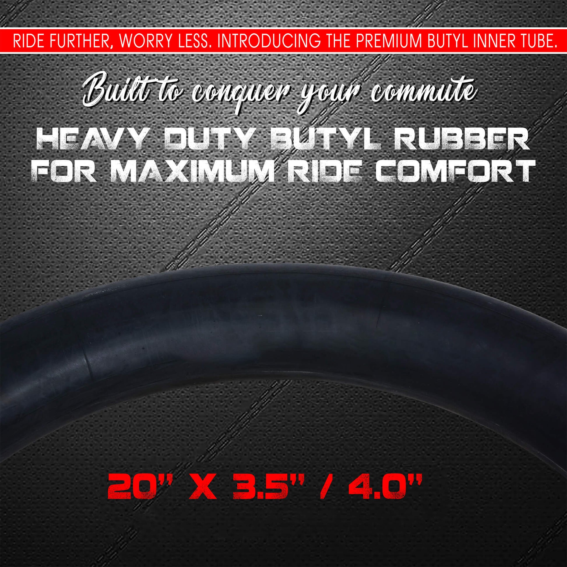 Reliable DURATREAD 20x3.5/4.0 replacement inner tube, strong butyl rubber and Schrader valve for everyday bike and e-bike use