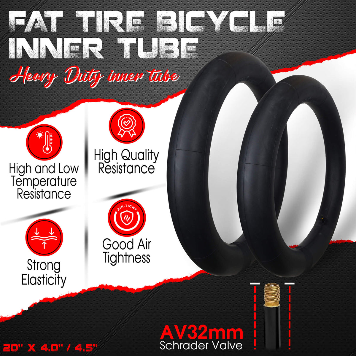20x4/4.5 DURATREAD reinforced butyl rubber inner tube with Schrader valve for strong air retention and puncture resistant