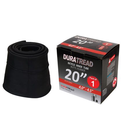DURATREAD 20x4/4.5 heavy-duty butyl rubber inner tube with Schrader valve, durable replacement tube for bikes and e-bikes, Pack 1