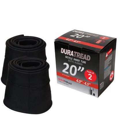 DURATREAD 20x4/4.5 heavy-duty butyl rubber inner tube with Schrader valve, puncture resistan tube for e-bikes and bikes, Pack 2