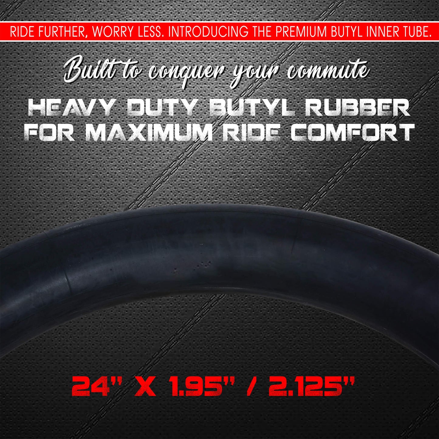 Durable DURATREAD 24x1.95/2.125 butyl tube with Schrader valve, ideal for commuting, fitness, and electric bicycles