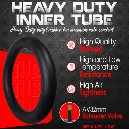 26x1.75/2.40 DURATREAD premium inner tube, high air tightness and rugged butyl rubber for MTB and long-lasting performance